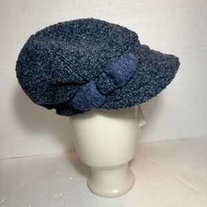 Wool Stylish Blue Tweed Newsboy Cap Italy Warm Soft Cozy